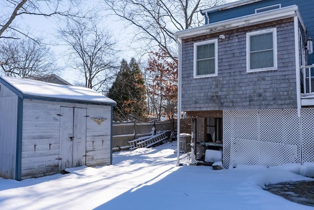 exterior space with a storage unit