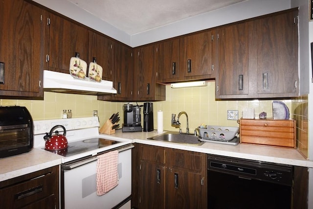 980 Plain St Unit 4, Marshfield, MA 02050 - kitchen with electric stove, dishwasher, ventilation hood, light countertops, and tasteful backsplash