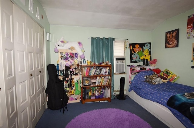 980 Plain St Unit 4, Marshfield, MA 02050 - bedroom with carpet flooring, a closet, vaulted ceiling, and cooling unit