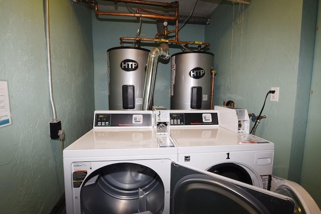 980 Plain St Unit 4, Marshfield, MA 02050 - washroom with separate washer and dryer, water heater, and a textured wall
