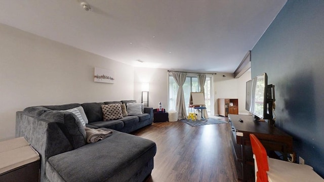 living area with wood finished floors