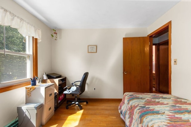 bedroom featuring light wood-type flooring