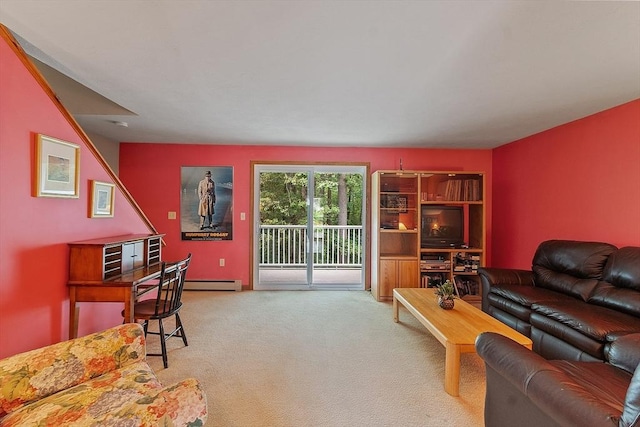 165 Bayberry Hill Ln Unit 165, Leominster, MA 01453 - living area with a baseboard heating unit and carpet flooring