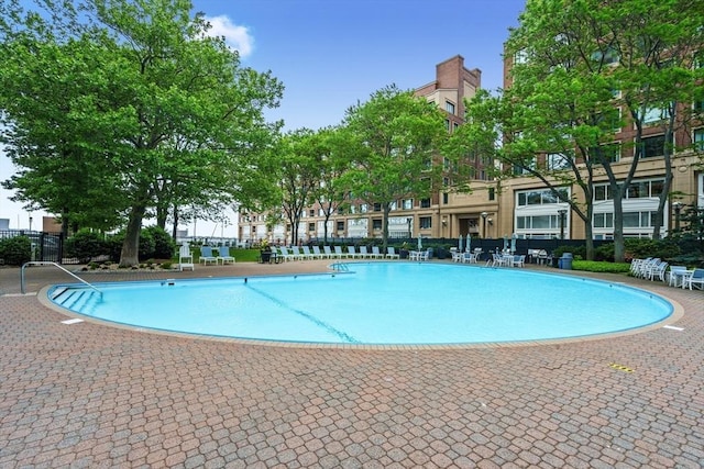 community pool with fence