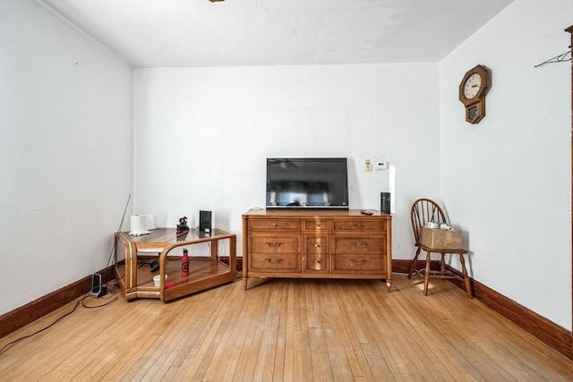 living area with light wood-type flooring