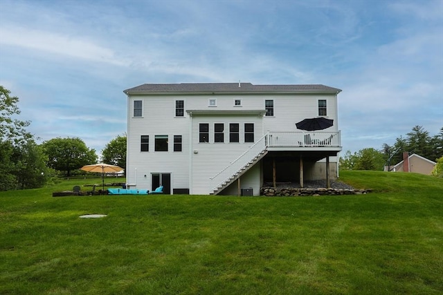 37 Sandy Ridge Rd, Sterling, MA 01564 - back of house with a wooden deck, a yard, and stairs