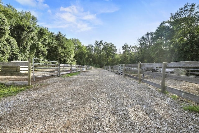view of road featuring a rural view