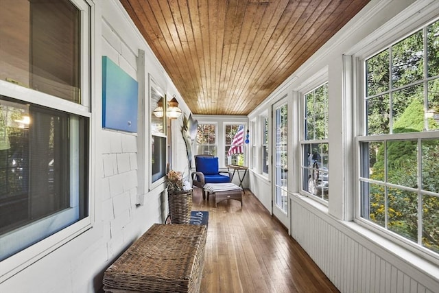 sunroom / solarium with wooden ceiling