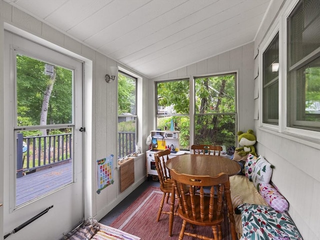 14 Riverside Dr, North Reading, MA 01864 - sunroom featuring vaulted ceiling and outdoor dining space