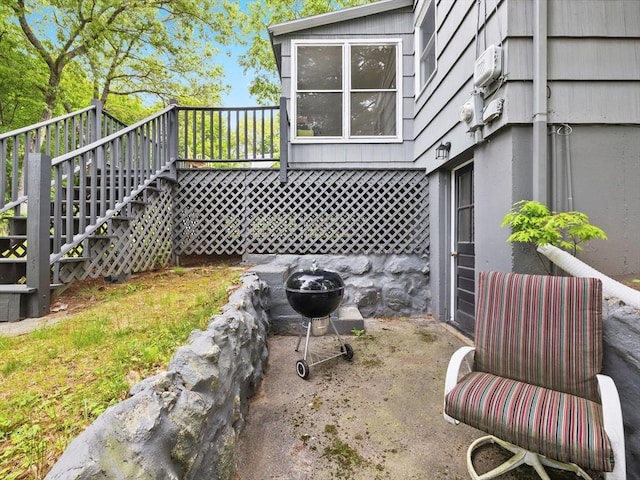14 Riverside Dr, North Reading, MA 01864 - view of patio / terrace featuring stairway and a wooden deck