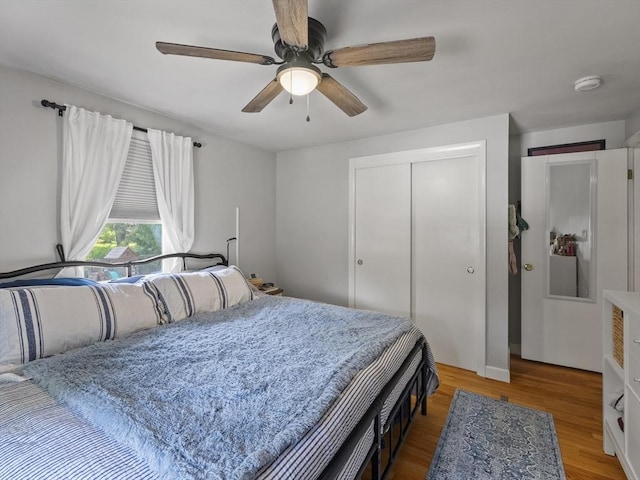 20 Dunshire Dr, Chelmsford, MA 01863 - bedroom with a closet, light wood-style flooring, and ceiling fan