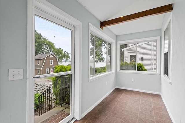 55 Rosemont Rd, Weymouth, MA 02191 - unfurnished sunroom with lofted ceiling and tile patterned floors