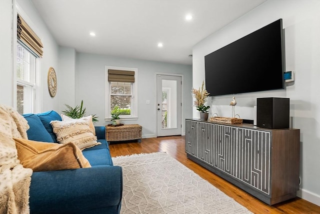 55 Rosemont Rd, Weymouth, MA 02191 - living room with healthy amount of natural light, wood finished floors, and recessed lighting
