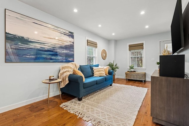55 Rosemont Rd, Weymouth, MA 02191 - living area with hardwood / wood-style floors and recessed lighting