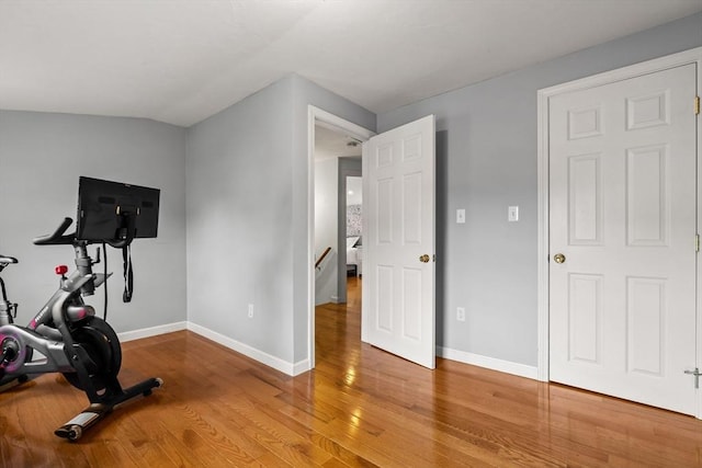 55 Rosemont Rd, Weymouth, MA 02191 - exercise area with wood finished floors and baseboards