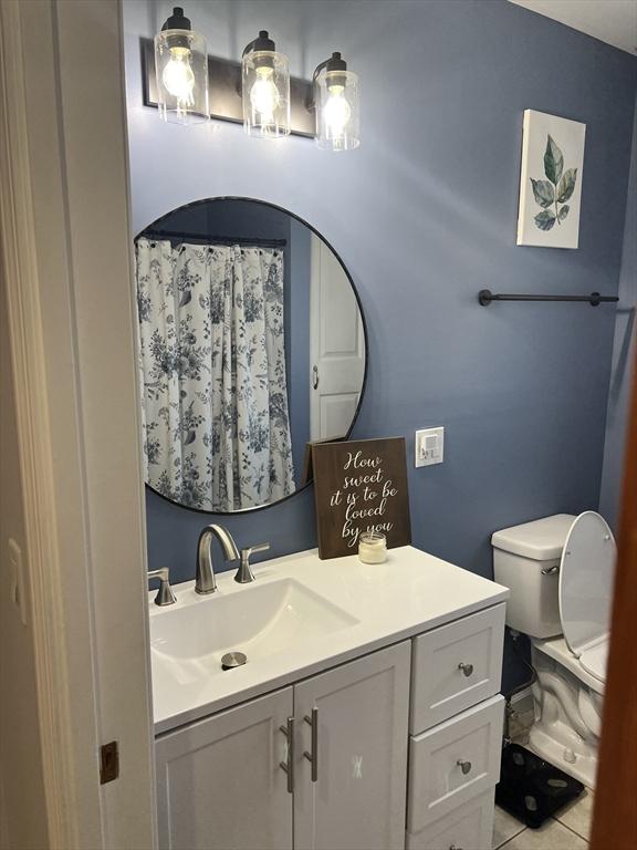106 Shaw Rd, Goshen, MA 01330 - bathroom with vanity, toilet, and tile patterned flooring