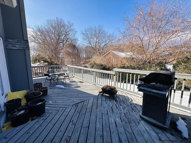 deck featuring area for grilling