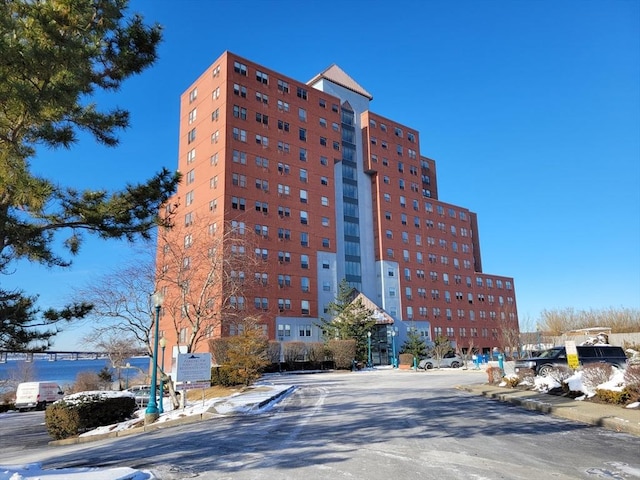 view of snow covered property