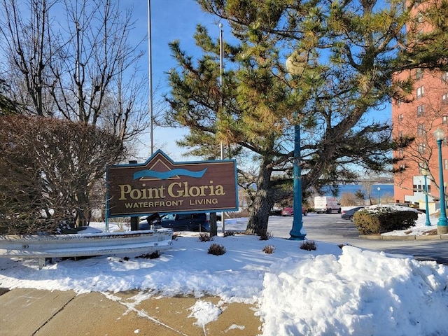 view of community sign