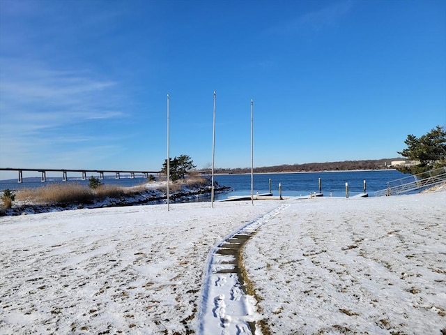 view of water feature featuring a beach view