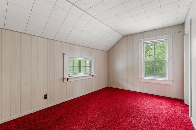 1123 E St, Ludlow, MA 01056 - additional living space featuring healthy amount of natural light, carpet floors, lofted ceiling, and wooden walls