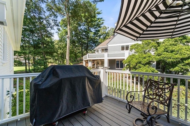 deck featuring area for grilling