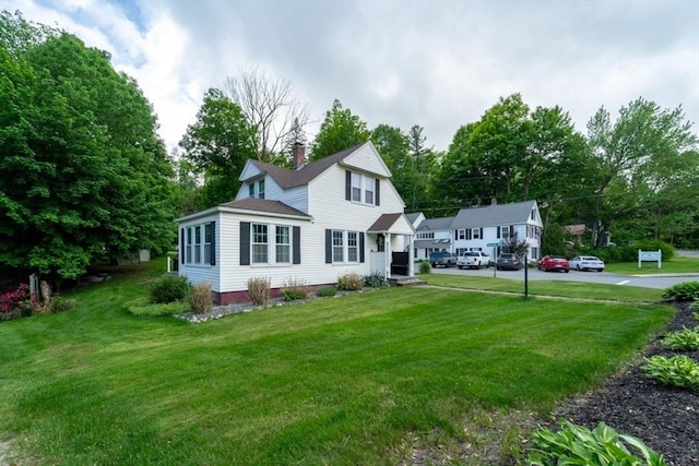 1349 Main St, Holden, MA 01520 - view of front of house featuring a chimney and a front yard