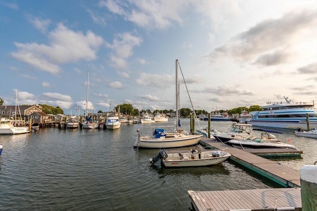 dock area featuring a water view