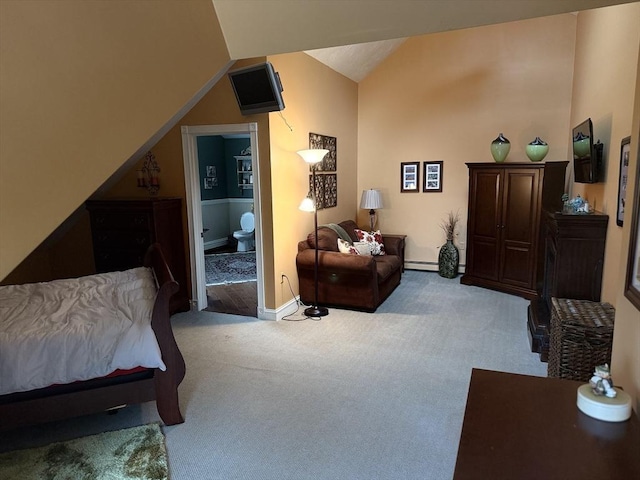 3 Wolf Rd, Bourne, MA 02532 - carpeted bedroom with lofted ceiling, baseboards, and ensuite bathroom