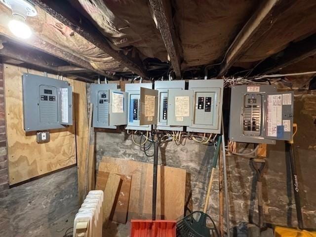 utilities with radiator heating unit and electric panel