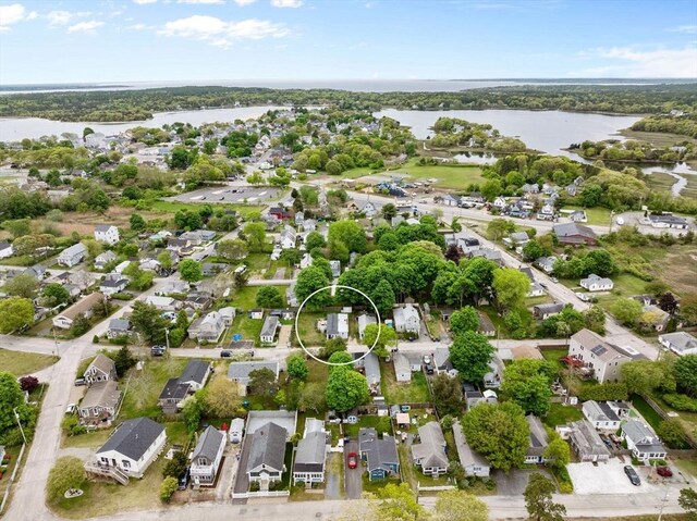 34 13th St, Wareham, MA 02532 - aerial perspective of suburban area with a nearby body of water