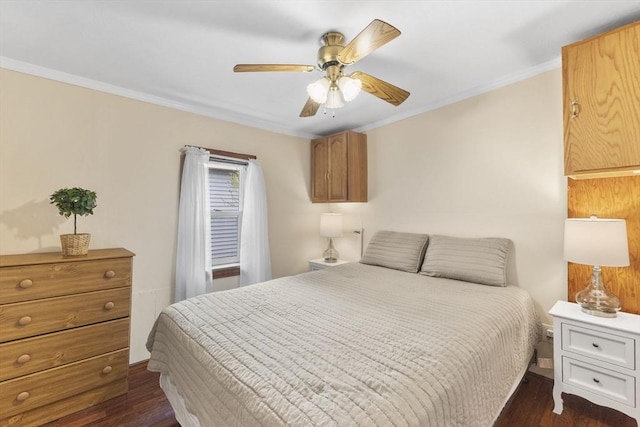 34 13th St, Wareham, MA 02532 - bedroom featuring ornamental molding, dark wood-style floors, and ceiling fan
