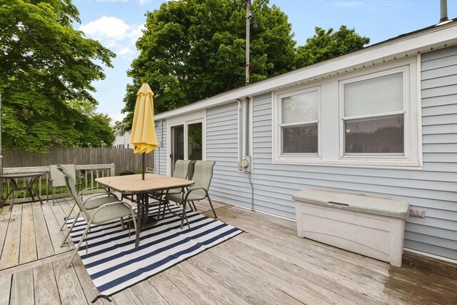 34 13th St, Wareham, MA 02532 - deck featuring outdoor dining space and fence