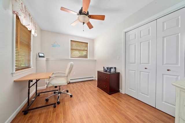 47 Pheasant Hill Rd, Weymouth, MA 02190 - office space featuring baseboard heating, light wood-style floors, and ceiling fan