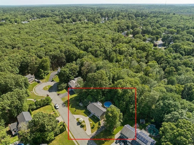 47 Pheasant Hill Rd, Weymouth, MA 02190 - aerial view of property and surrounding area with a forest and property boundaries highlighted