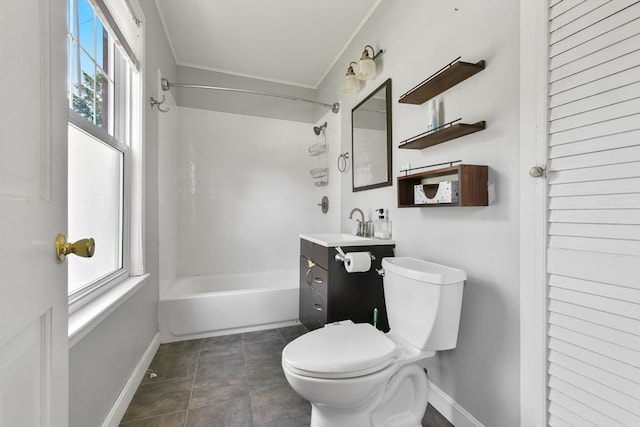 120 Readville St, Boston, MA 02136 - full bathroom with toilet, vanity, baseboards, washtub / shower combination, and ornamental molding