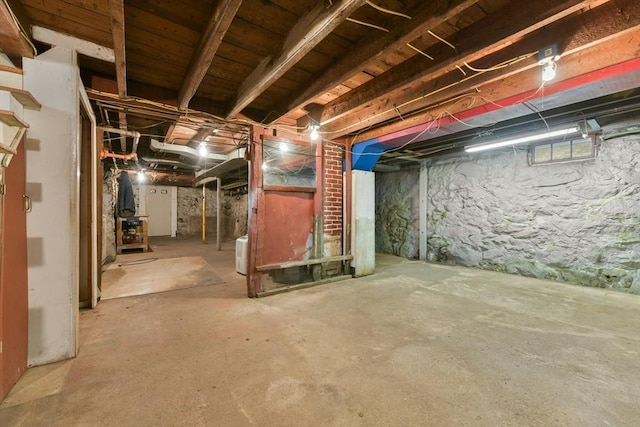 120 Readville St, Boston, MA 02136 - unfinished below grade area with washer / clothes dryer