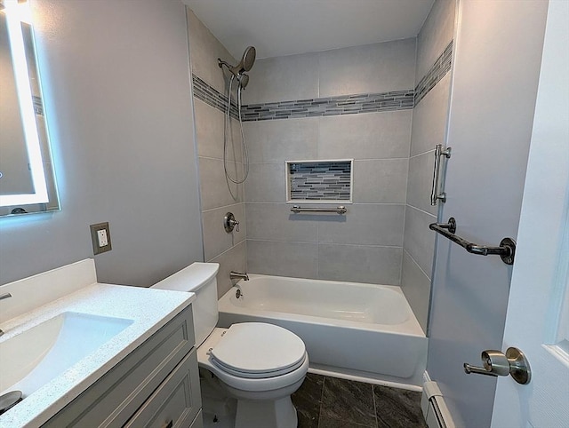 22-24 Newton Ave, Tewksbury, MA 01876 - full bath with toilet, baseboard heating, vanity, and shower / washtub combination