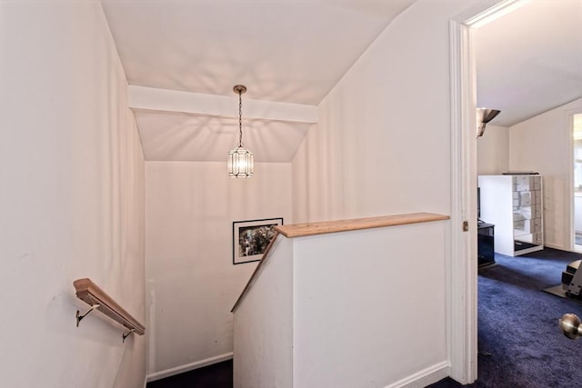 1 Astra Unit 1, Wayland, MA 01778 - stairway with carpet floors, vaulted ceiling, and baseboards