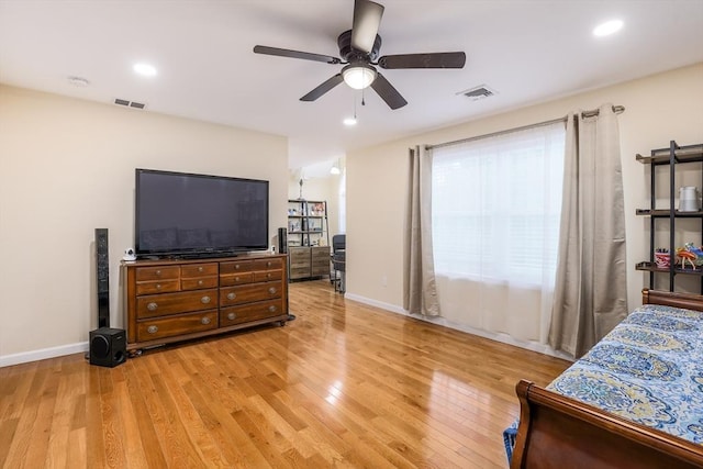 66 Eagle Dr, Dudley, MA 01571 - bedroom with light wood-style floors, baseboards, recessed lighting, and a ceiling fan