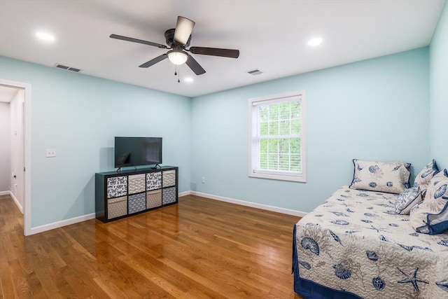 66 Eagle Dr, Dudley, MA 01571 - bedroom with wood finished floors, baseboards, recessed lighting, and ceiling fan