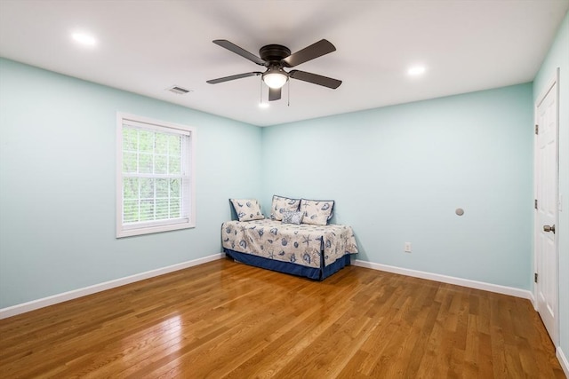 66 Eagle Dr, Dudley, MA 01571 - bedroom with baseboards, wood finished floors, recessed lighting, and ceiling fan