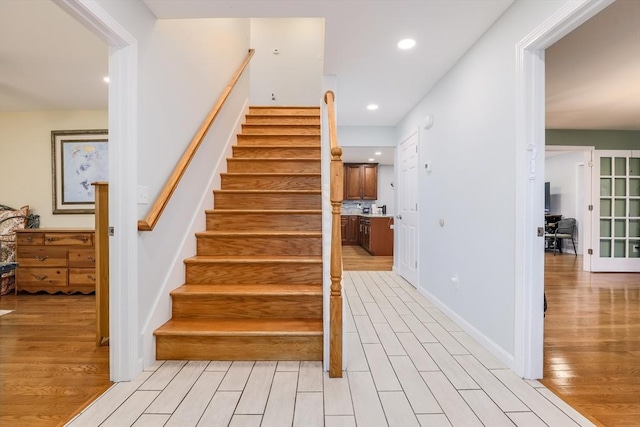 66 Eagle Dr, Dudley, MA 01571 - stairs featuring wood finished floors and recessed lighting