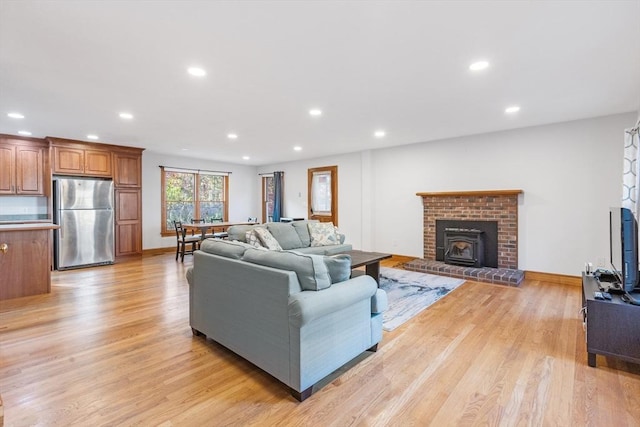 living room with light hardwood / wood-style floors