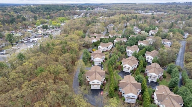 bird's eye view with a view of trees and a residential view