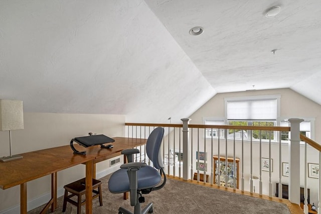 6 Essex Rd Unit 15, Ipswich, MA 01938 - home office featuring carpet floors and vaulted ceiling