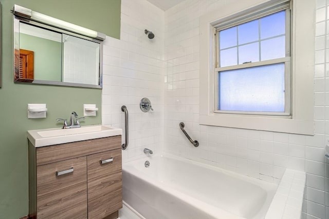 full bathroom with bathtub / shower combination and vanity