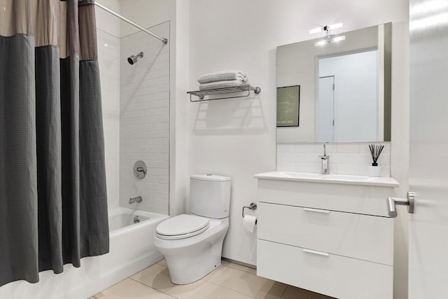 618 E 2nd St Unit 2, Boston, MA 02127 - bathroom featuring vanity, shower / tub combo, tile patterned floors, and decorative backsplash