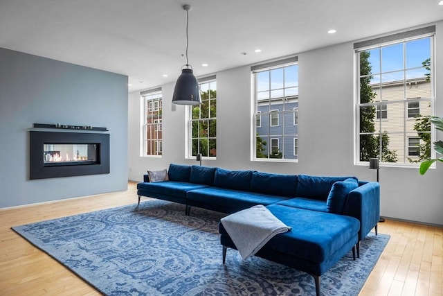 618 E 2nd St Unit 2, Boston, MA 02127 - living room with wood finished floors, plenty of natural light, recessed lighting, and a glass covered fireplace
