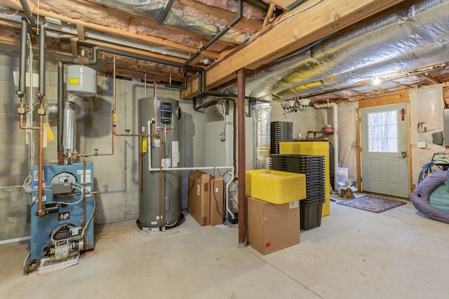 basement with heat pump water heater